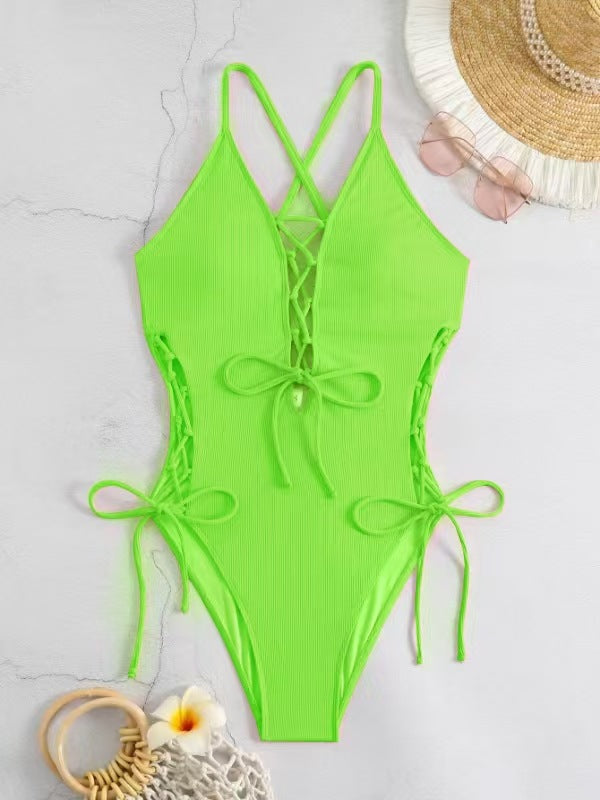 European And American Sexy Backless Siamese Bikini Swimsuit