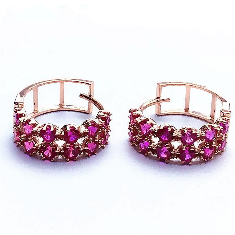 Red Stone Green Stone Lady Fashion Elegant Luxury Versatile Earrings