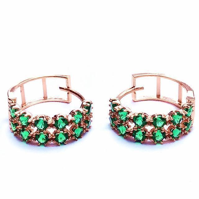 Red Stone Green Stone Lady Fashion Elegant Luxury Versatile Earrings