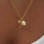 Cross Natural Freshwater Pearl Heart Necklace