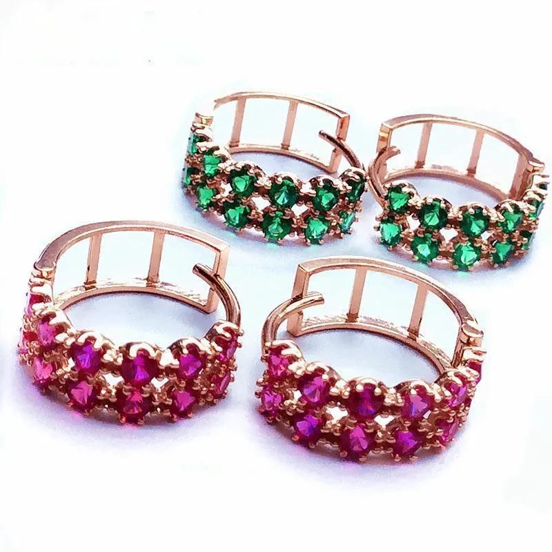 Red Stone Green Stone Lady Fashion Elegant Luxury Versatile Earrings