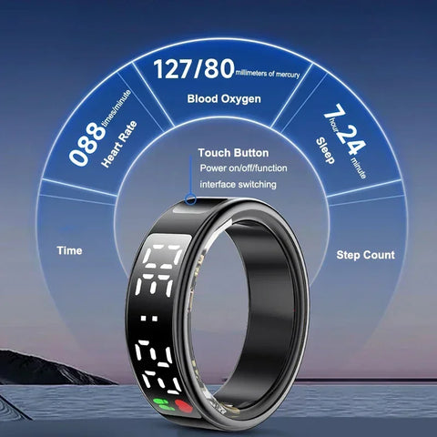 Smart Ring For Men Women Multifunctional Health Tracker Heart Rate Blood Oxygen Monitor