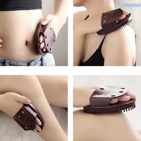 Set Of 2 Brown Massage Brushes For Body Meridian Weight Loss