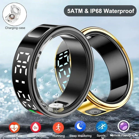 Smart Ring For Men Women Multifunctional Health Tracker Heart Rate Blood Oxygen Monitor