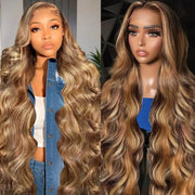P4/27 Highlight Human Hair Wigs Body Wave 220 Density Ombre 13x6 HD Lace Front Wigs Pre Plucked