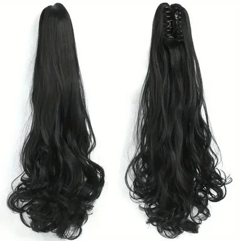 Wig female curly hair big wavy ponytail with grab clip