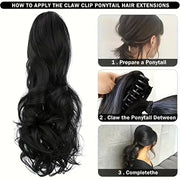 Wig female curly hair big wavy ponytail with grab clip