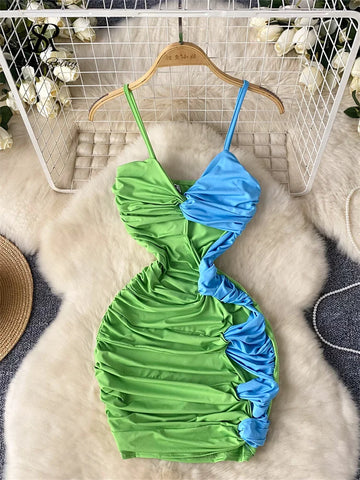 SINGREINY Female Sheath Folds Camis Dress