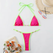 Sexy Halter Triangle Micro Thong Bikinis Sets Women Swimwear