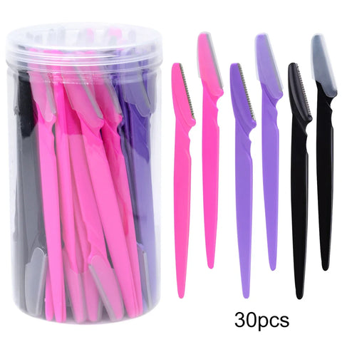 30Pcs/Bottle Eyebrow Razors With Container Facial Eye Brow