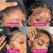 200% Density 14 Inch Curly Short Bob Wig Human Hair Bob Wigs Deep Wave 13x4 HD Lace Closure
