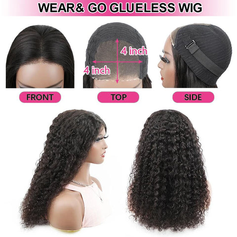 Water Wave Glueless Wig Pre-Cut Lace Wig 180% Pre-Plucked