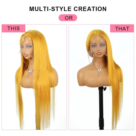 Yellow 13x4 Transparent Lace Frontal Wig 613 Colored Straight Hd Lace Front Wigs 13x6