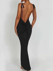 Elegant Deep Open Back Backless Slim Maxi Dress