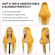 Yellow 13x4 Transparent Lace Frontal Wig 613 Colored Straight Hd Lace Front Wigs 13x6