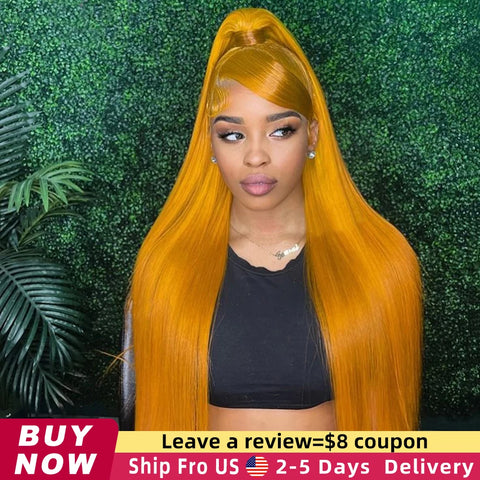 Yellow 13x4 Transparent Lace Frontal Wig 613 Colored Straight Hd Lace Front Wigs 13x6