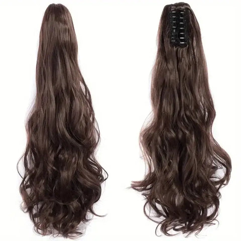 Wig female curly hair big wavy ponytail with grab clip