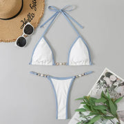 Sexy Halter Triangle Micro Thong Bikinis Sets Women Swimwear