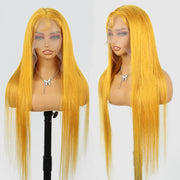 Yellow 13x4 Transparent Lace Frontal Wig 613 Colored Straight Hd Lace Front Wigs 13x6
