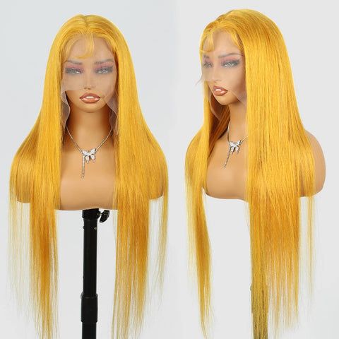 Yellow 13x4 Transparent Lace Frontal Wig 613 Colored Straight Hd Lace Front Wigs 13x6