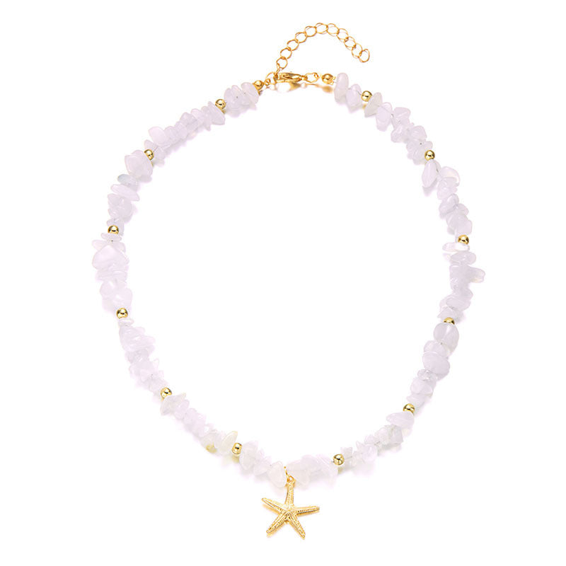 Small Gravel Starfish Pendant Necklace Choker Europe And America