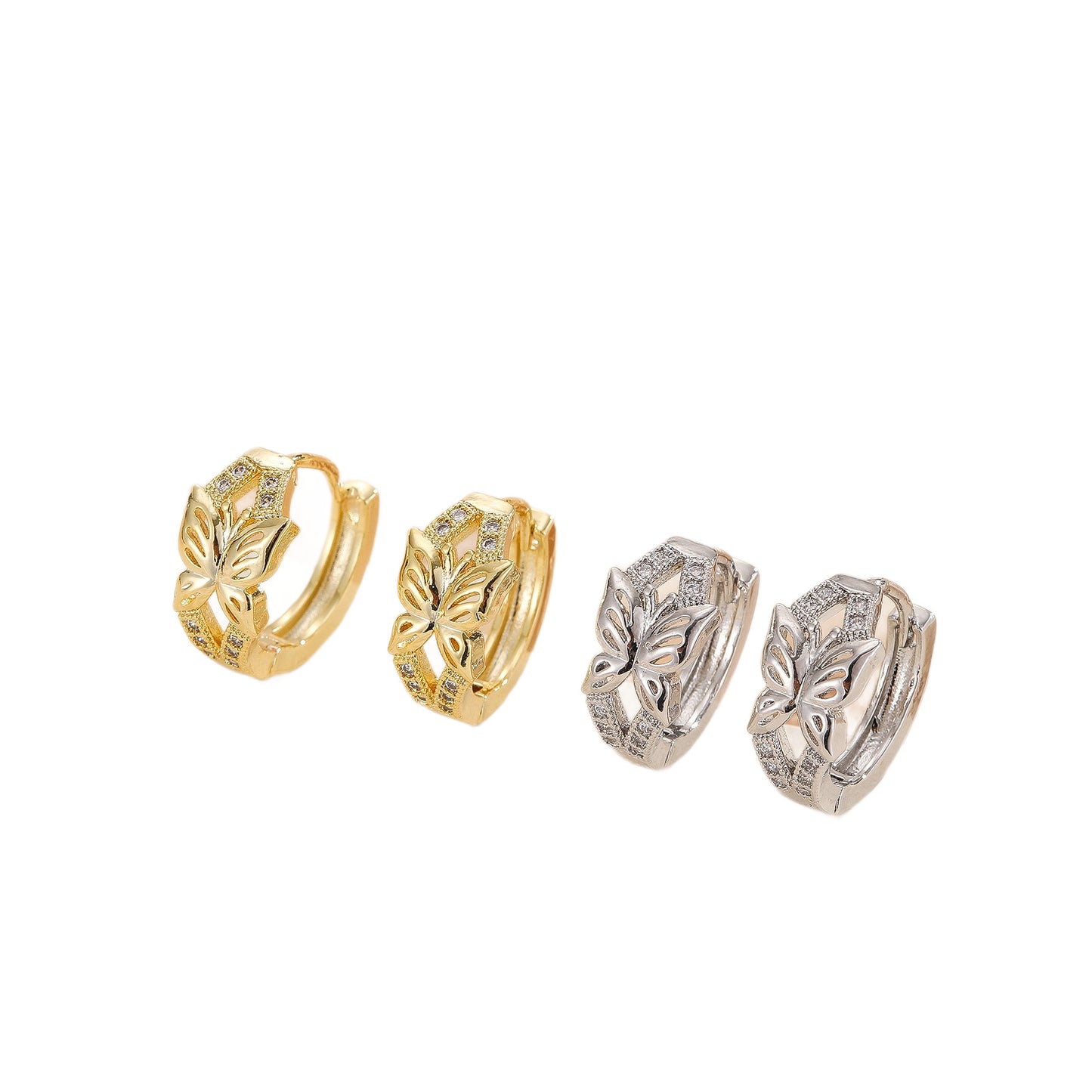 Fashionable And Minimalist Zircon Hollow Butterfly Ear Buckle